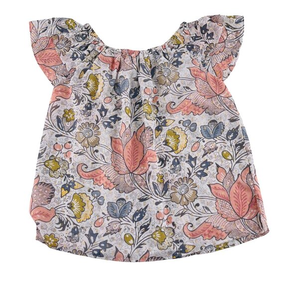 Loft Womens Floral Off-Shoulder Blouse Size Small Ruffled Short Sleeves Career - Picture 5 of 5